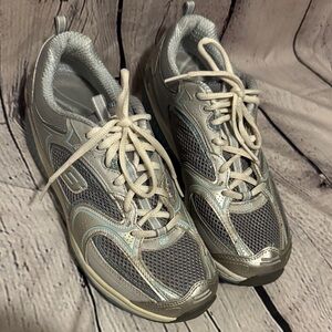 Like new Skechers Leather-Synthetic Shape-Ups Women's Gray & blue Athletic Shoes